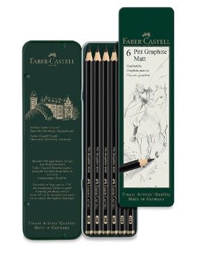 NWT “Faber-Castell” 6 Pitt Graphite Matt set in tin- highest color density✍️